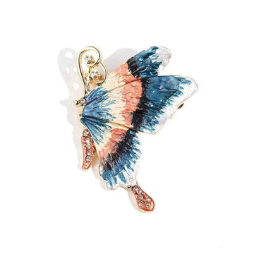 Enamel Painted Butterfly Brooch with Rhinestones – Elegant Insect Pin
