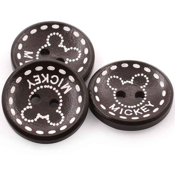 Round 2-Hole Wood Buttons for Kids' Pajamas Sweaters 100 Pack