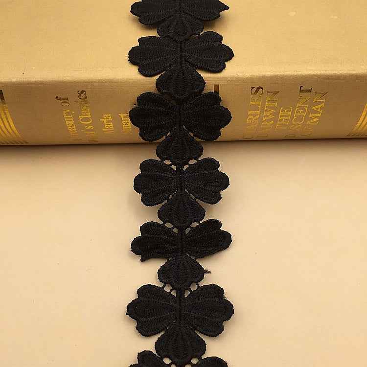4.3cm Milk Fiber Water-Soluble Floral Embroidered Lace Trim – 10 Yards