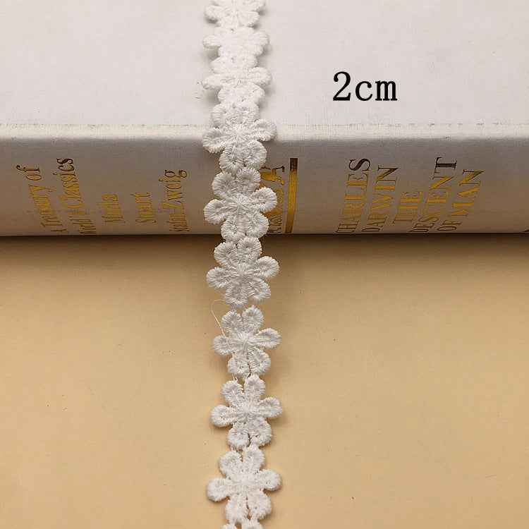 1.5-4cm White Cotton Floral Embroidered Lace Trim 10 Yards