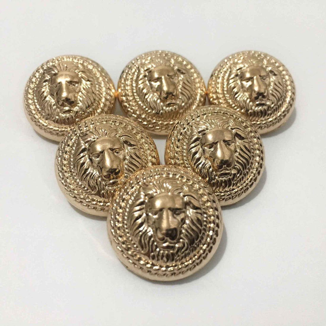 Gold & Silver-White Lion Head Metal Shank Buttons - 60-Piece