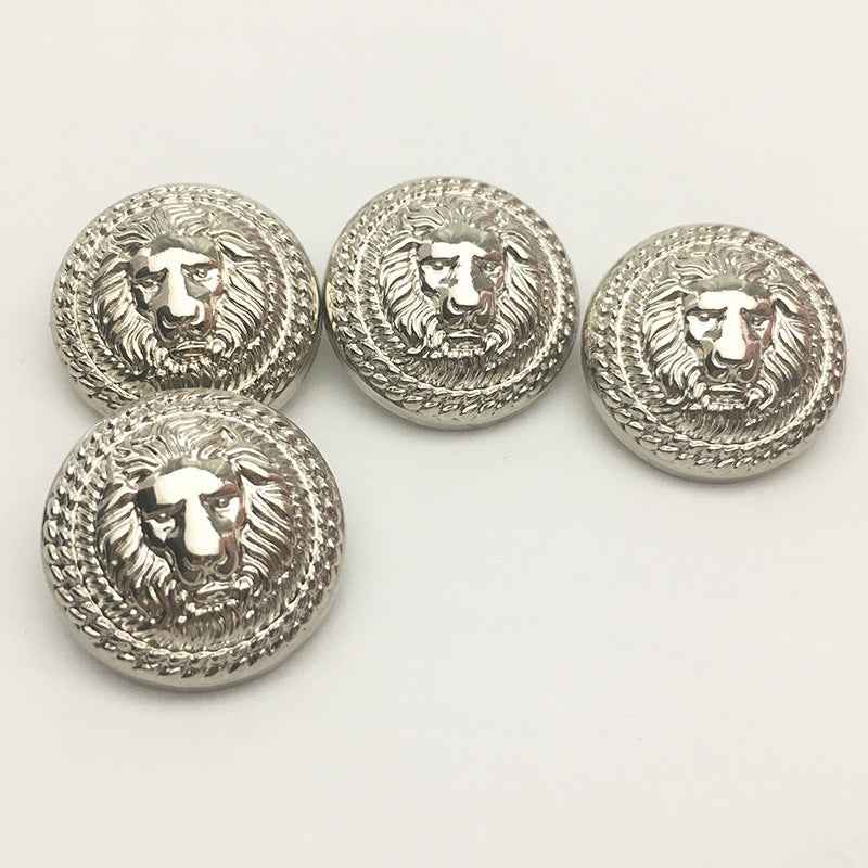 Gold & Silver-White Lion Head Metal Shank Buttons - 60-Piece