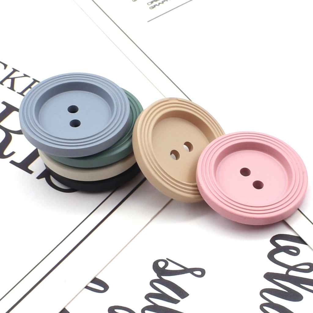 25mm Round 2-Hole Resin Buttons 6-Color for Crafts Garments (96pcs)