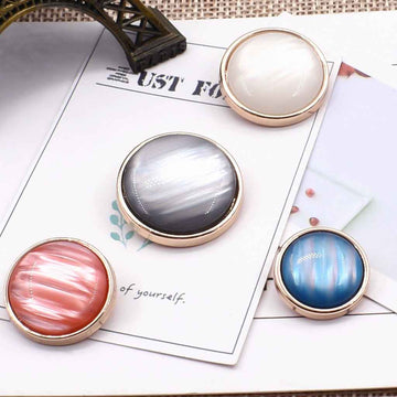 Women's Coat Cat Eye Resin Metal Shank Buttons 20 Pack