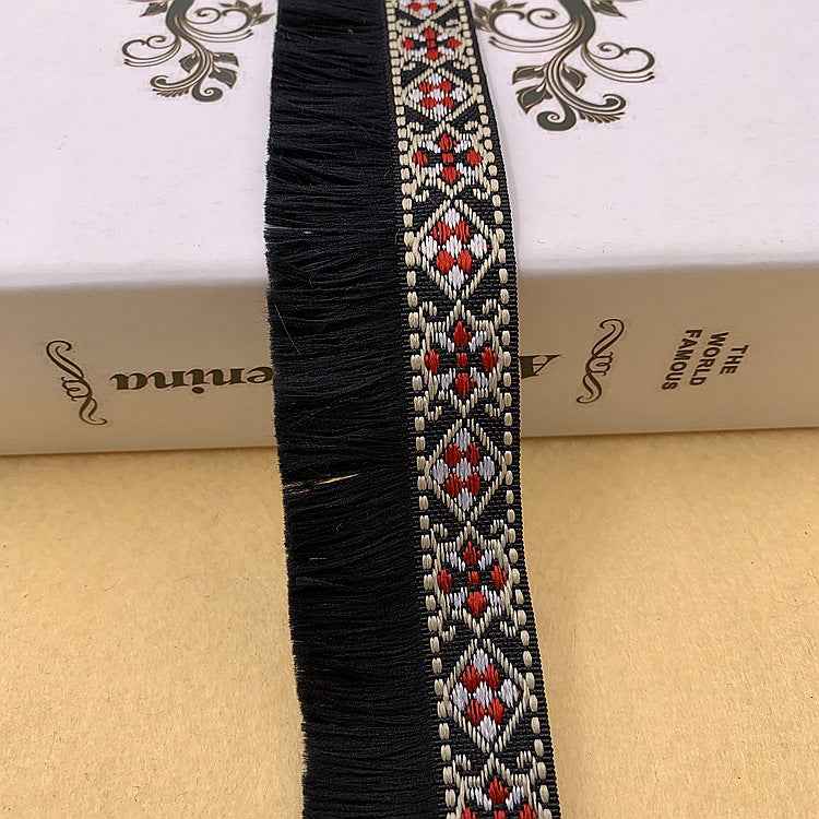 3.5CM Ethnic Jacquard Fringe Lace Trim Bohemian DIY Clothing 10 Yards