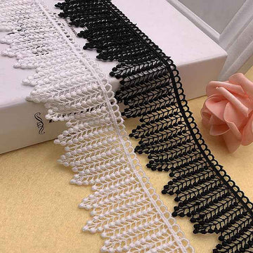 5.5cm Milk Silk Water-Soluble Leaf Embroidery Lace Trim – 10 Yards