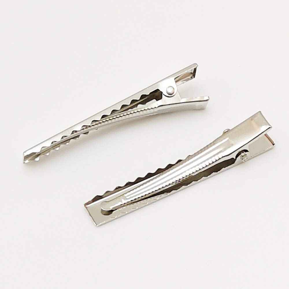 50pcs Silver Prong Alligator Hair Clips DIY Hair Jewelry Craft 55mm