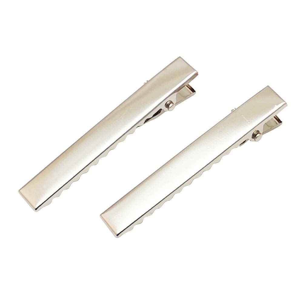 50pcs Silver Prong Alligator Hair Clips DIY Hair Jewelry Craft 55mm