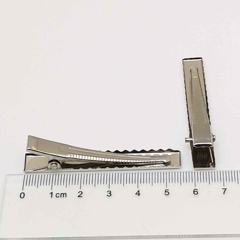 50pcs Silver Prong Alligator Hair Clips DIY Hair Jewelry Craft 55mm