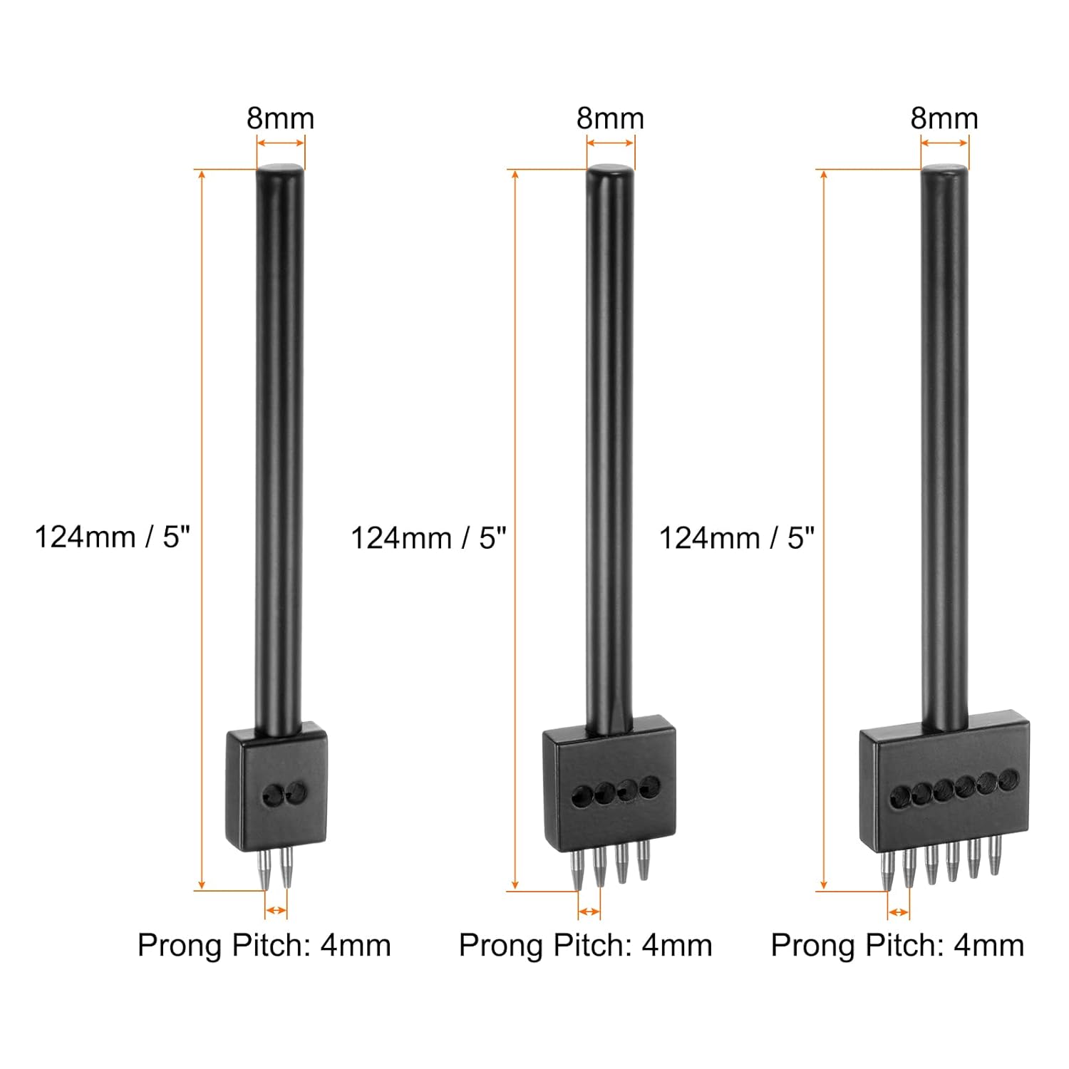 2/4/6 hrotný kožený děrovač 4mm/5mm/6mm pro kožené řemeslo