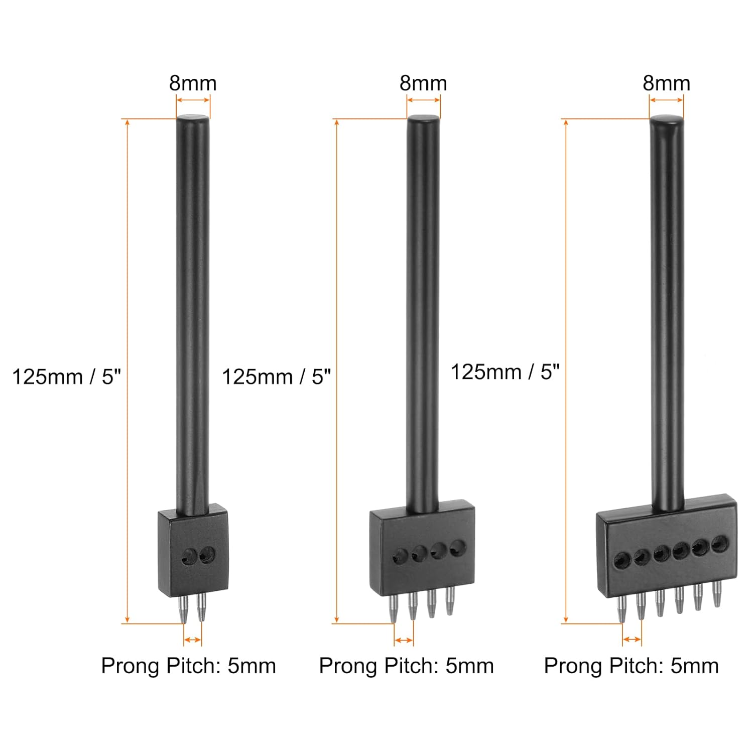 2/4/6 hrotný kožený děrovač 4mm/5mm/6mm pro kožené řemeslo