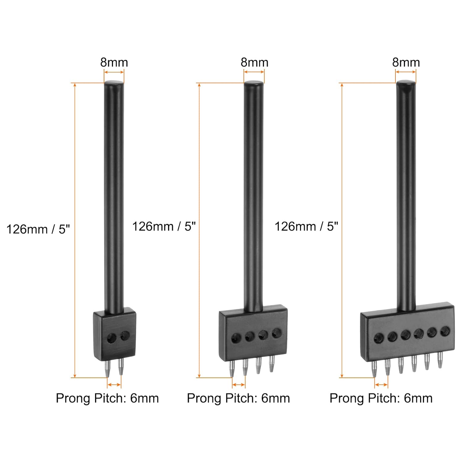 2/4/6 hrotný kožený děrovač 4mm/5mm/6mm pro kožené řemeslo