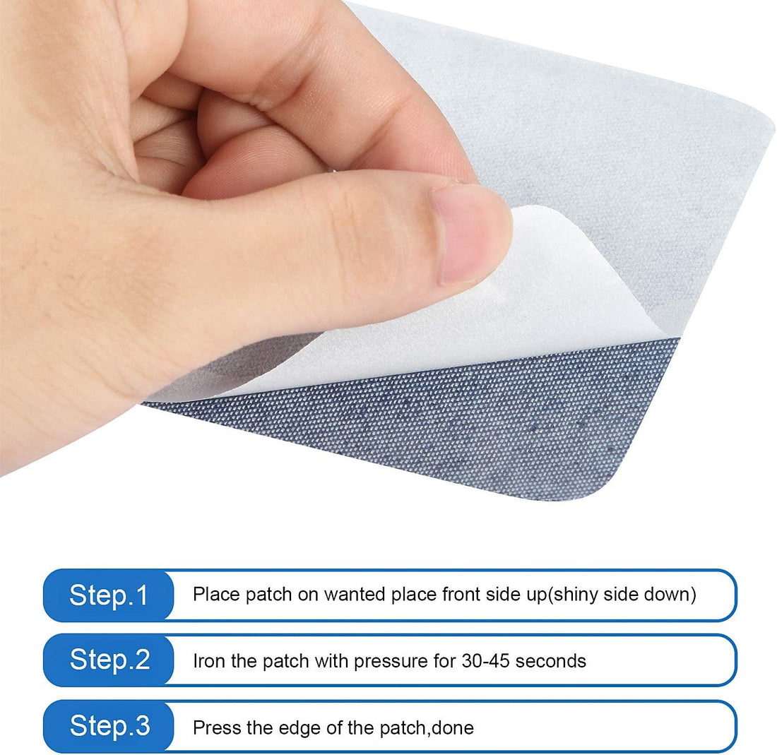 Kit de reparare cu 30 de bucăți de petice din denim de 4,9 inch pentru haine, blugi, jachete, aplicare prin călcare cu fierul de călcat