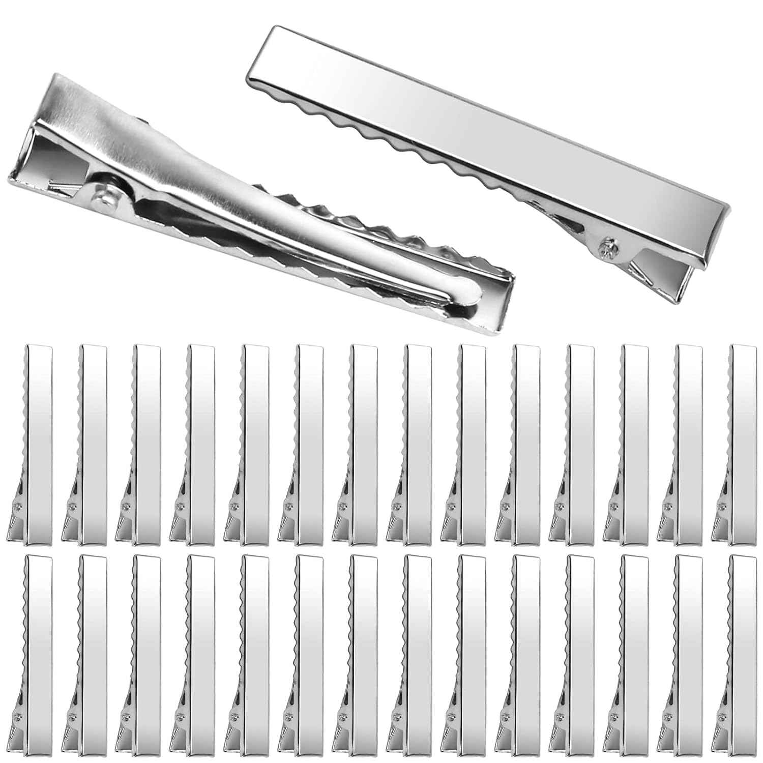 210PCS Single Prong Metal Clips for Hair Bows and Crafts Silver
