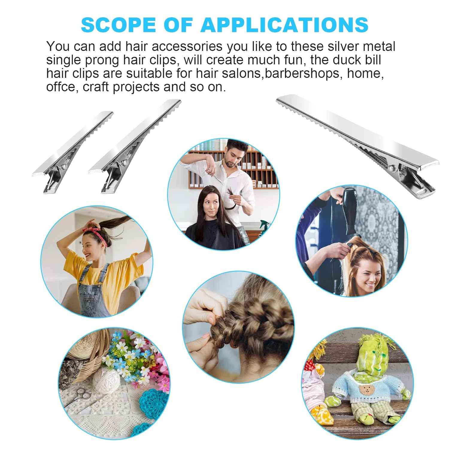 70 Pcs Alligator Hair Clips,3 Sizes Oversized Metal Silver Hair Bow Clips