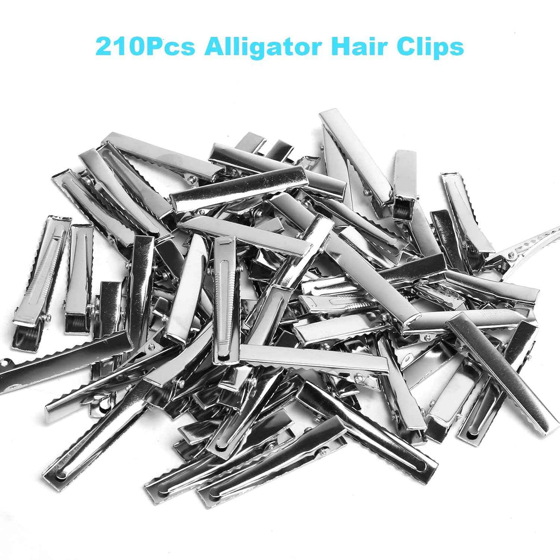 210PCS Single Prong Metal Clips for Hair Bows and Crafts Silver