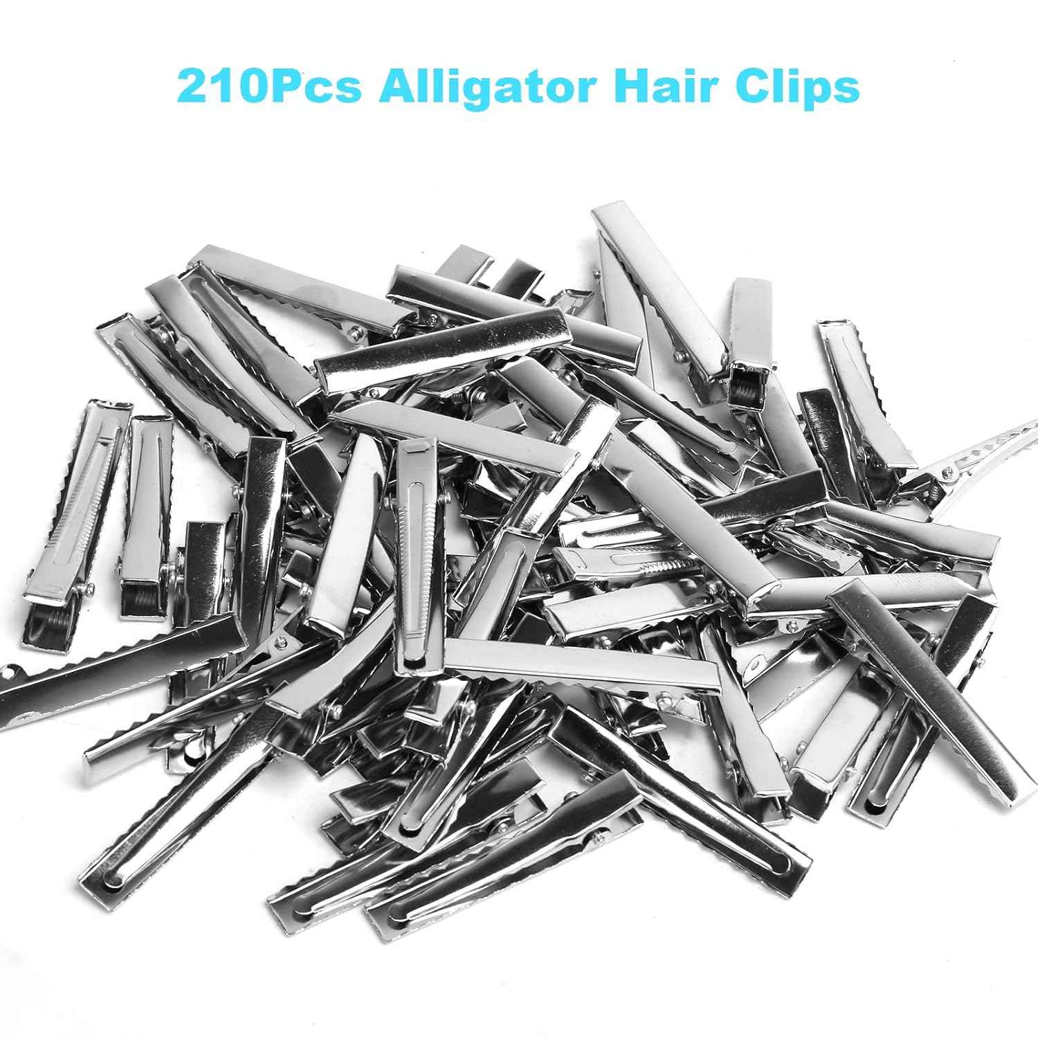 210PCS Single Prong Metal Clips for Hair Bows and Crafts Silver