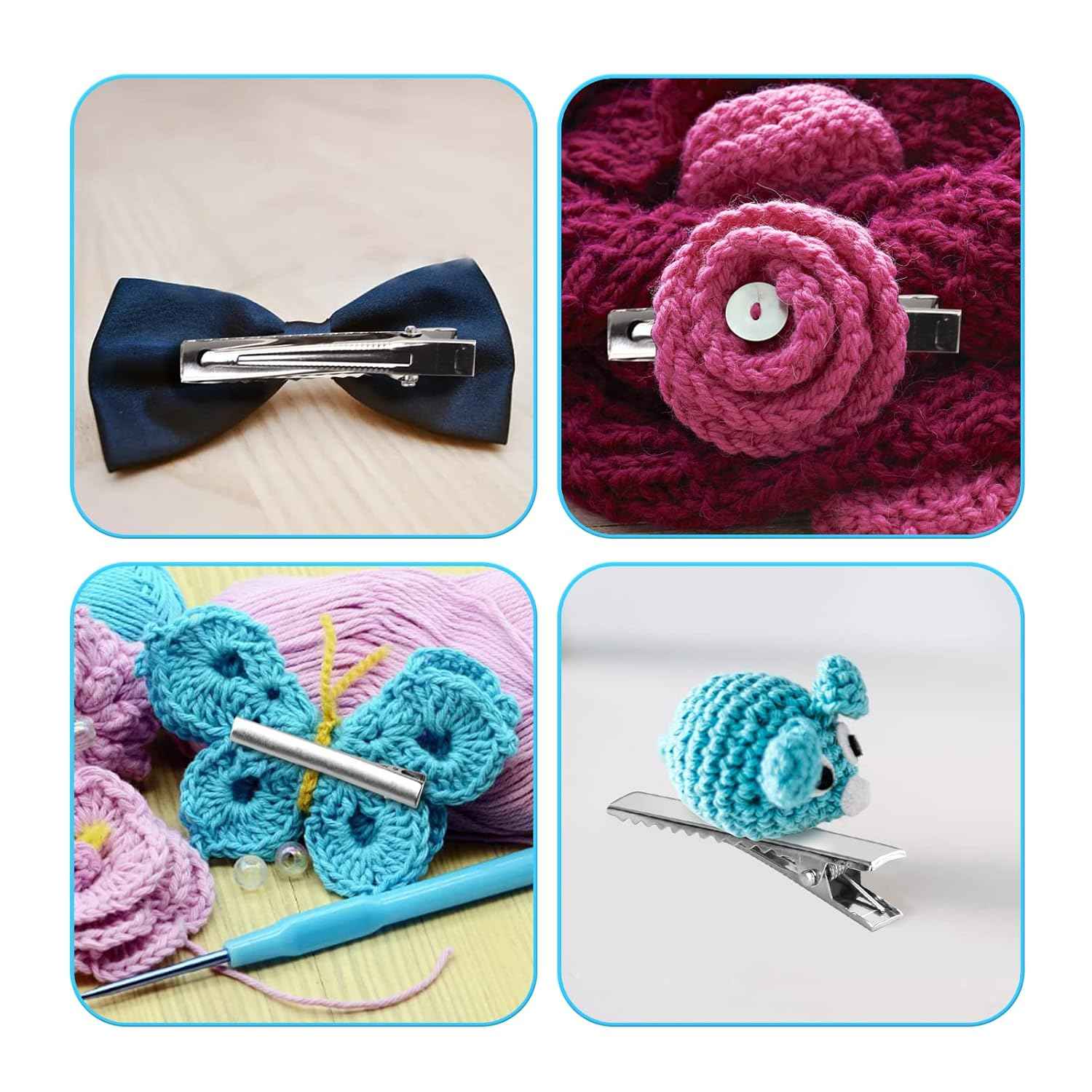 70 Pcs Alligator Hair Clips,3 Sizes Oversized Metal Silver Hair Bow Clips