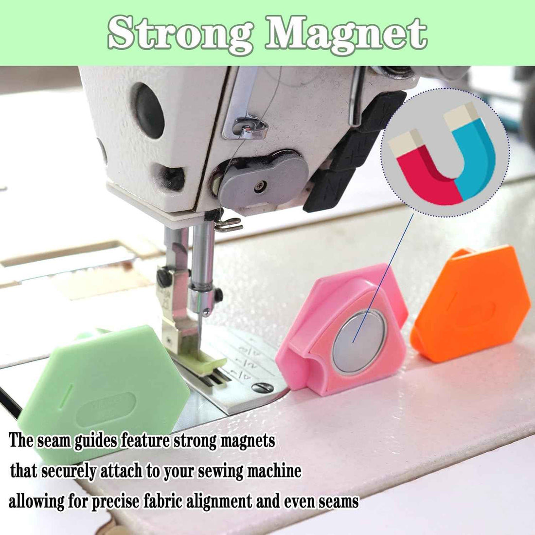3PCS Magnetic Seam Guide with Scale for Sewing Machine