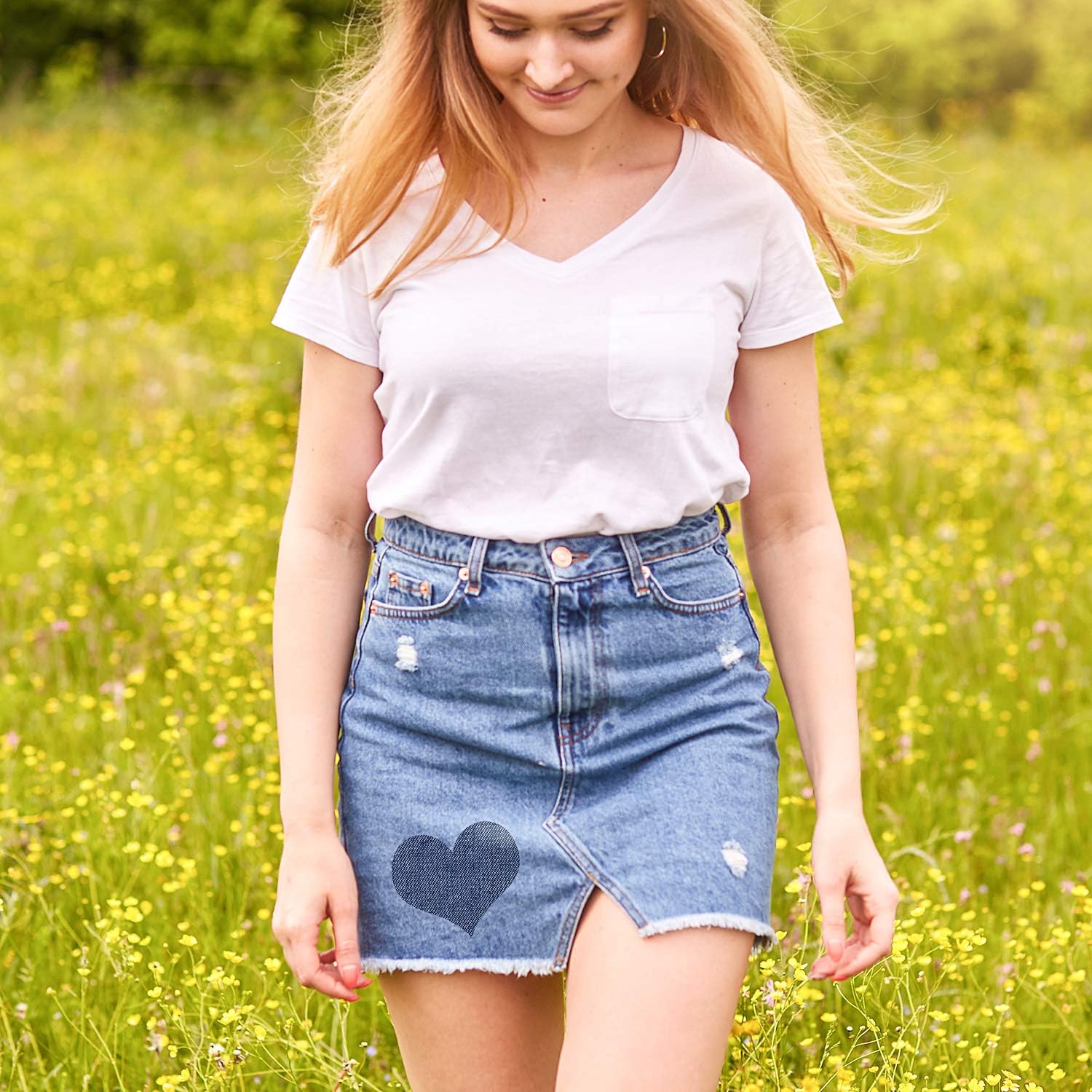 Kit de reparare cu 30 de bucăți de petice din denim de 4,9 inch pentru haine, blugi, jachete, aplicare prin călcare cu fierul de călcat