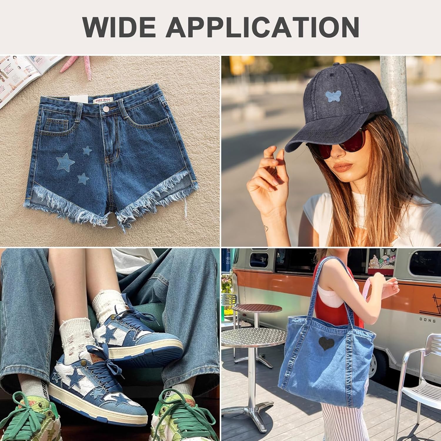 25 bucăți seturi de reparații cu petice de denim termoadezive pentru haine blugi