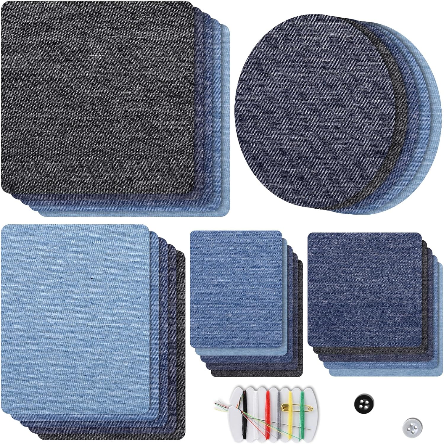 25 bucăți seturi de reparații cu petice de denim termoadezive pentru haine blugi