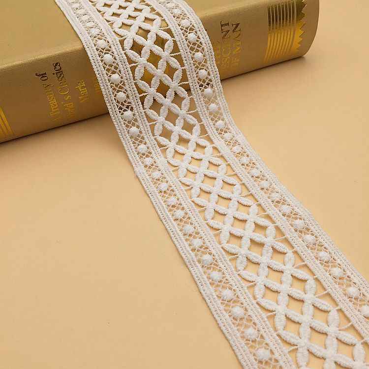 6/8.5cm Black White Milk Fiber Embroidered Lace Trim – 10 Yards