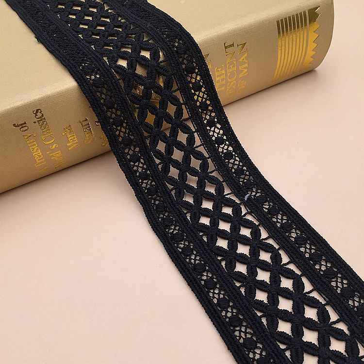 6/8.5cm Black White Milk Fiber Embroidered Lace Trim – 10 Yards