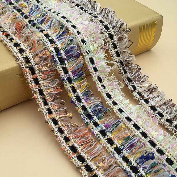 2.5CM Wide Fringe Trim Gold/Silver Woven Ribbon 10 Yards