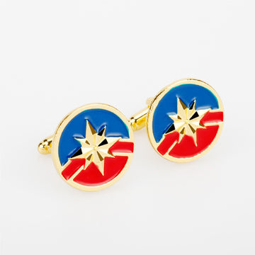 2cm Captain Marvel Logo Pair Cufflinks French Cuff