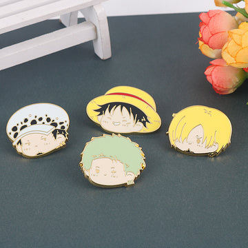 Conjunto de 4 Pines de Metal de One Piece Luffy, Zoro y Sanji