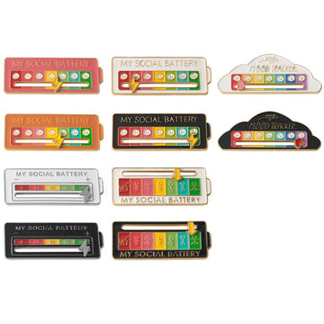 MEINE SOZIALE BATTERIE Stimmungsschieber-Anstecknadeln Interaktive Emotionsmanagement-Abzeichen