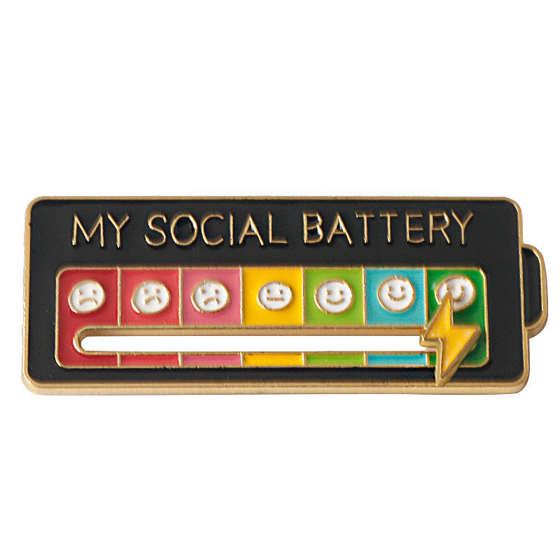 MY SOCIAL BATTERY Posuvník nálady Kolíčky Interaktivní odznaky pro řízení emocí