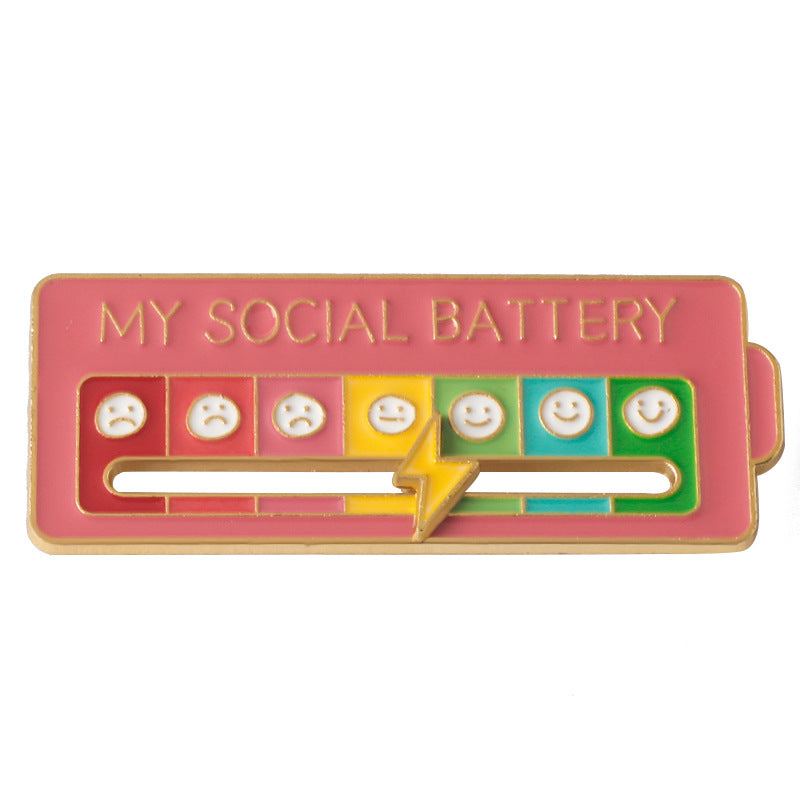 MY SOCIAL BATTERY Posuvník nálady Kolíčky Interaktivní odznaky pro řízení emocí