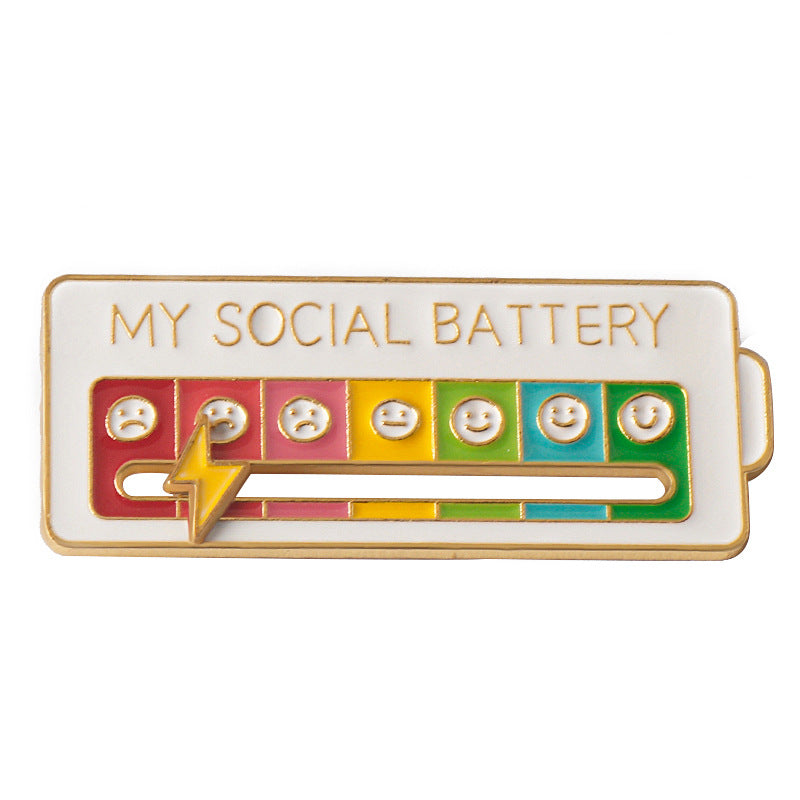 MY SOCIAL BATTERY Posuvník nálady Kolíčky Interaktivní odznaky pro řízení emocí