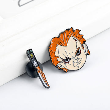 Chucky Cuchillo Esmalte Broche de Metal 2 Paquete