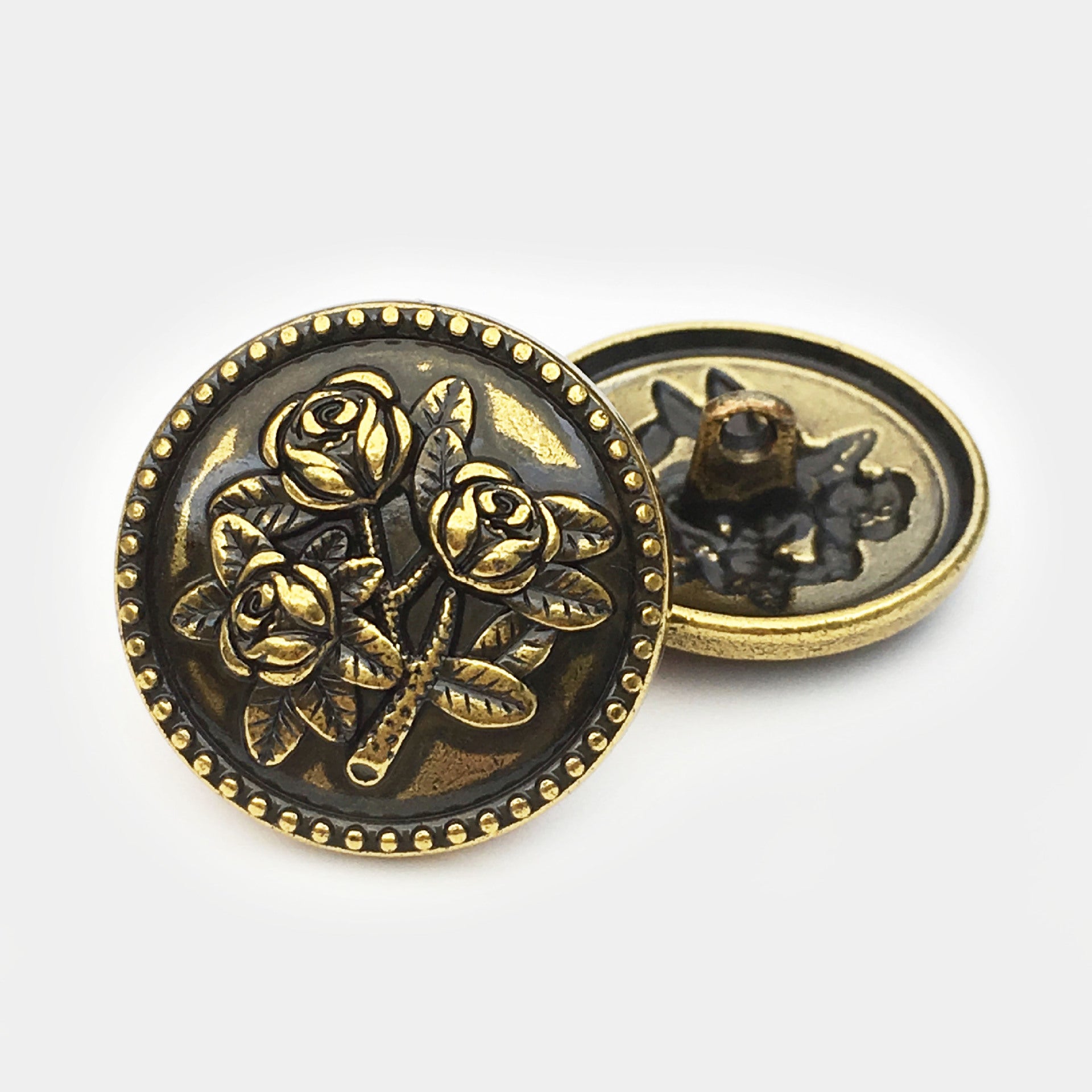 17.5/22.5/25mm Vintage ümmargused roosi metallnööbid must pronks 20 tk