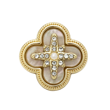 17.5mm/22.5mm Metal Clover Diamond-Embellished Buttons 10pcs