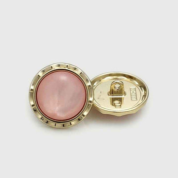 Round Golden Metal Shank Buttons with Pink Cat's Eye 20pcs - Lots of Buttons