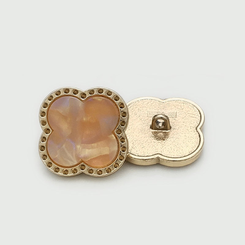 Blonder lyserøde-guld metal knapper med diamanter og skaft 12 stk