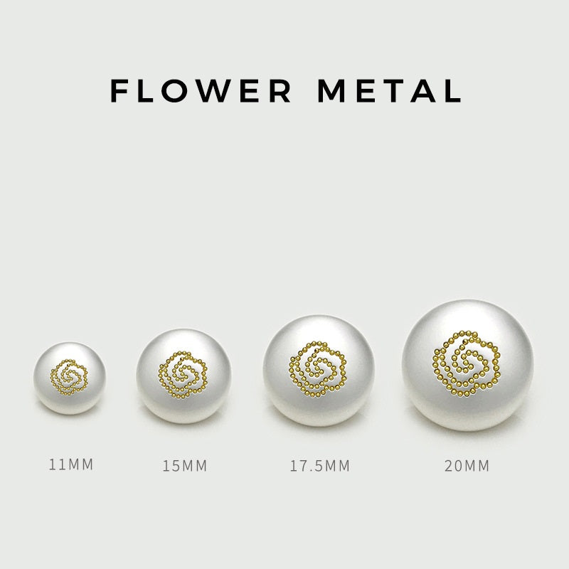 Rose Runde Matte Guld Sølv Metal Svampe Knapper 12stk