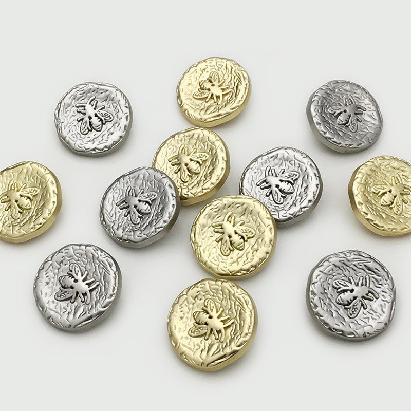 17.5/20/22.5mm te guld uregelmæssige konkave runde metal bi knapper 20 stk