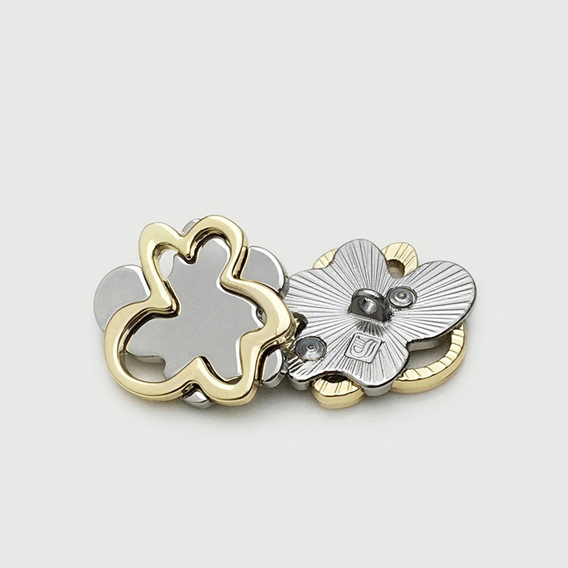 17.5/22.5mm Guld Sølv Hule Uregelmæssige Metal Knapper med Skaft 12stk