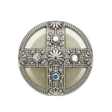 Round Cross Diamond Dual-Tone Palace-Style Metal Shank Buttons 12pcs