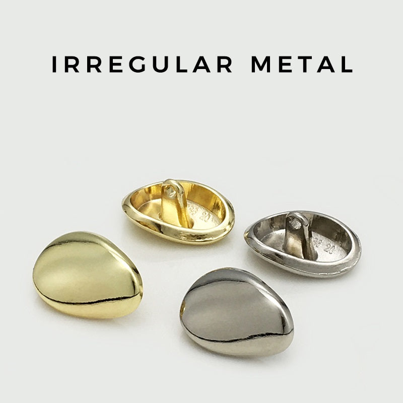 12/16/20mm Guld Sølv Uregelmæssige Metal Knapper med Skaft 20 stk
