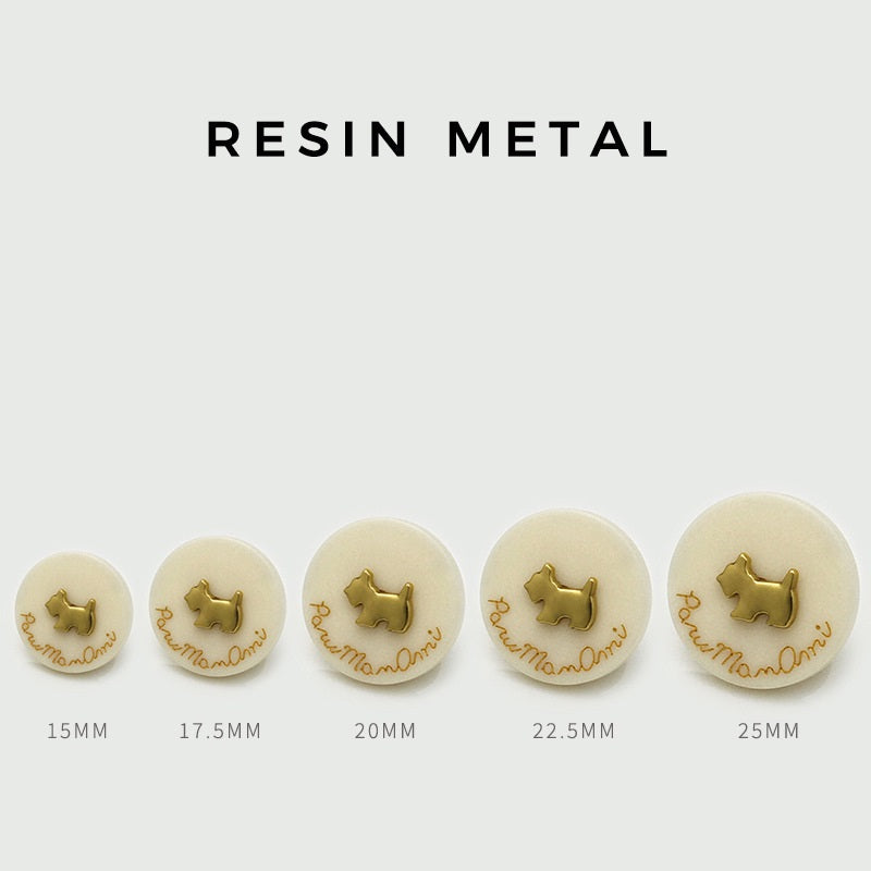 15-25mm Roztomilé psie živicovo-kovové okrúhle gombíky 20 ks