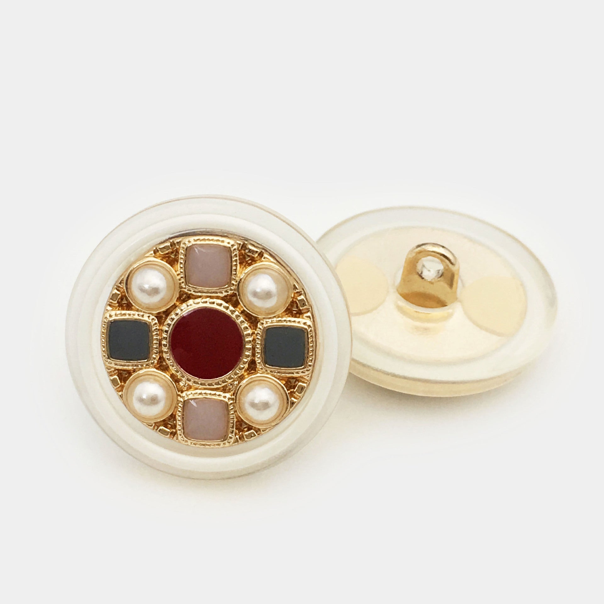 25mm okrúhle priehľadné vintage kovovo-živicové gombíky 12 ks