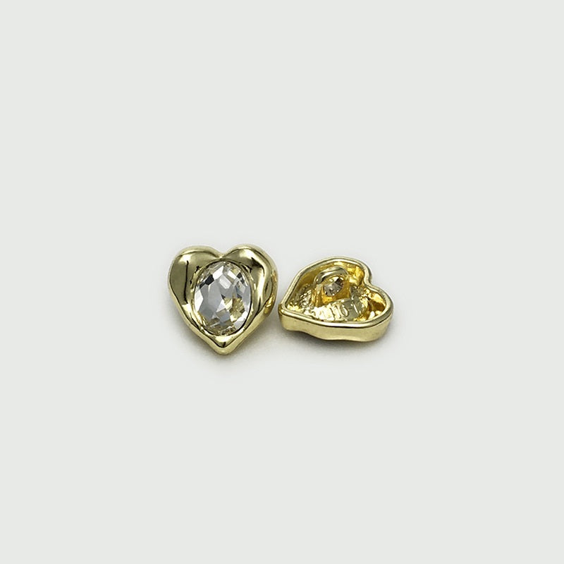 12mm růžové kovové diamantové manžetové knoflíky ve tvaru srdce pro pletené kardigany 20 ks