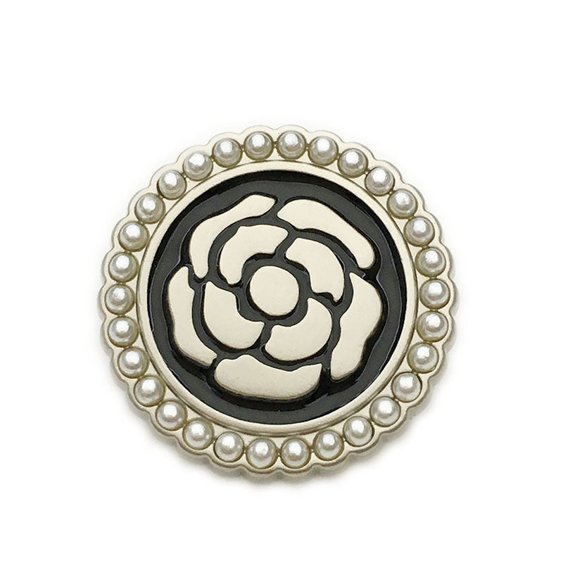 Butoane rotunde din metal roz decorate cu perle 17.5/20/22.5mm, 12 bucăți
