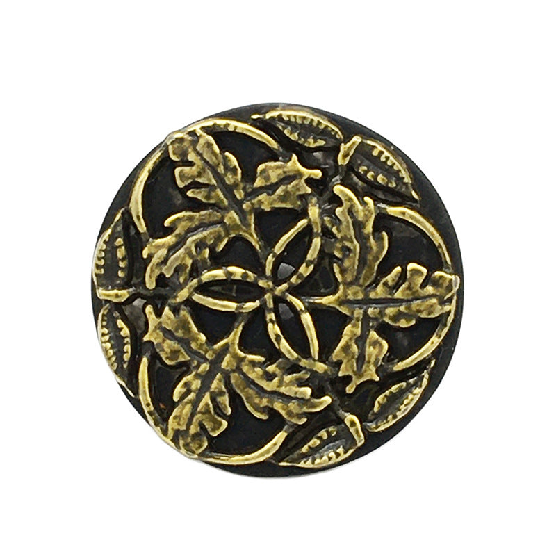 Butoane rotunde din rășină metalică, aur antic argintiu, floare ramură 16/21mm, 20 bucăți